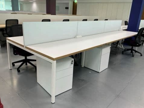 Office Desks Bank of 6 - White