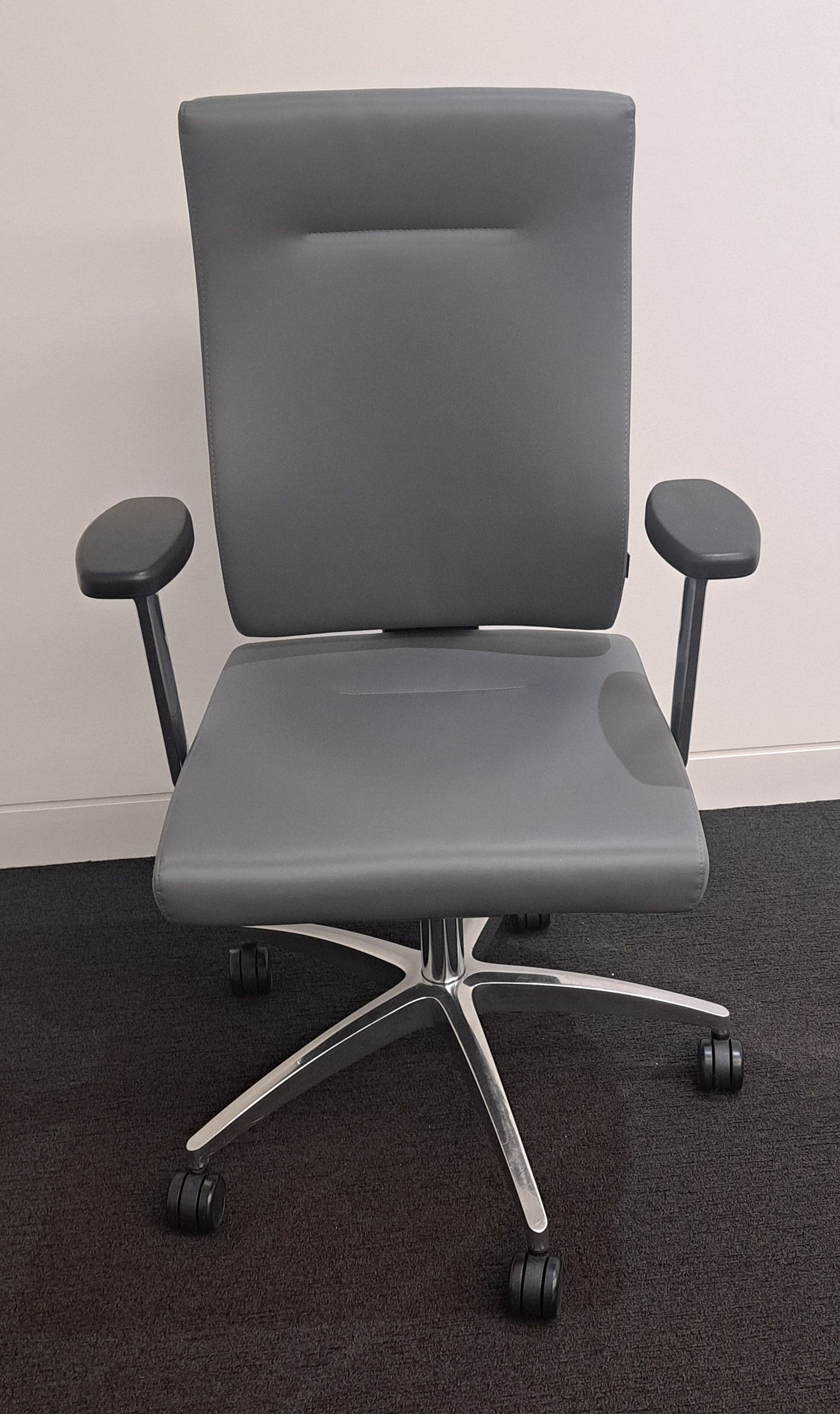 Verco Vibe Grey leather & Chrome adjustable executive meeting chairs