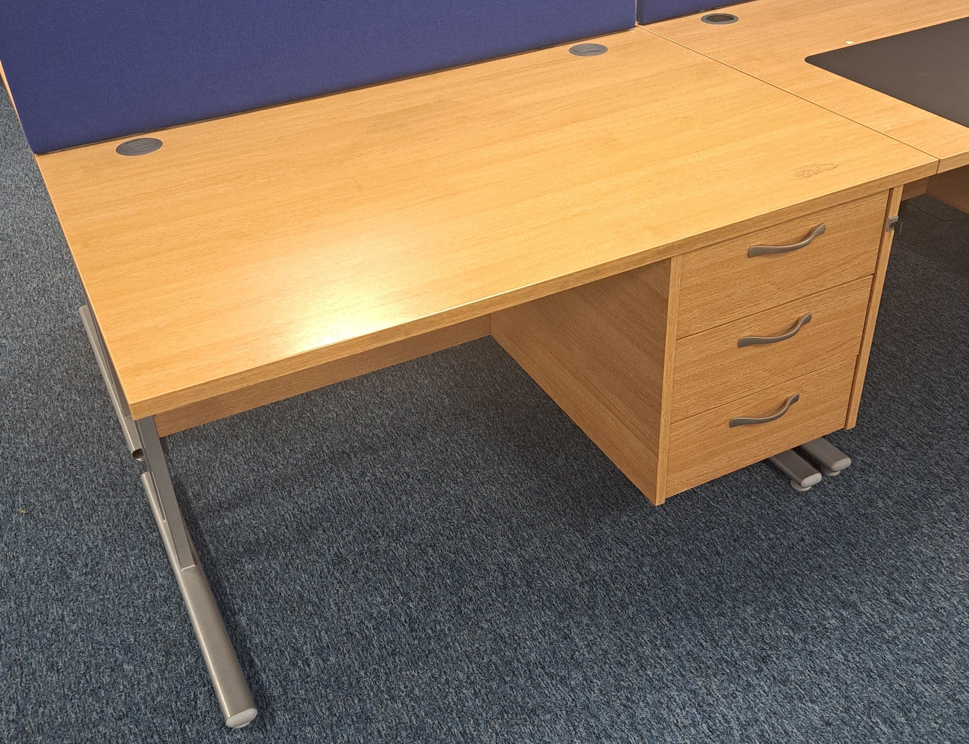 Limed Oak 1200mm by 800mm straight desks with fixed pedestals