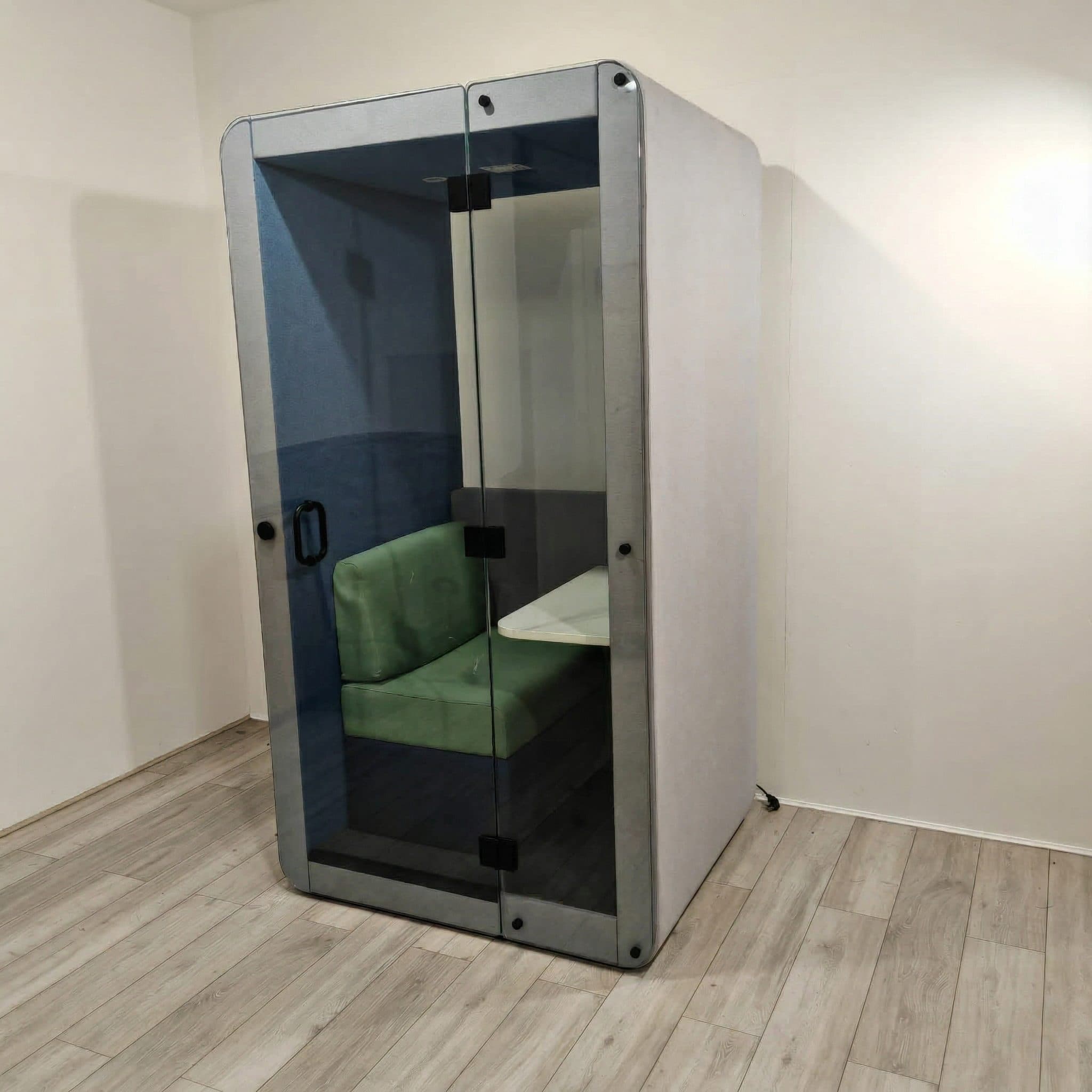Office Privacy Pod, Lighting & Ventilation, Blue / Glass / Green / Grey, H2220mm